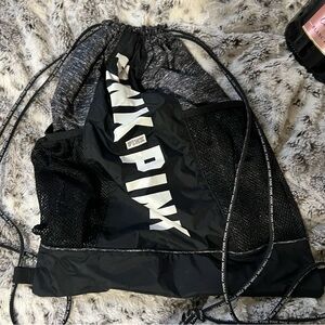 Gray Pink Victorias Secret Drawstring Back Pack
